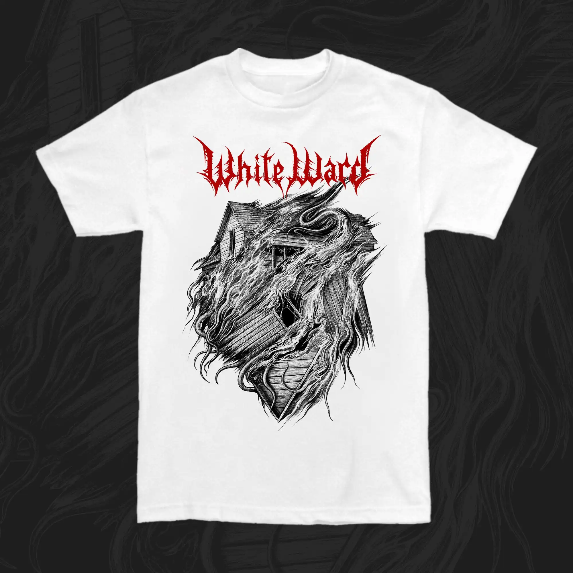 Weißes Ward Phoenix Band T-Shirt aus 100 % Baumwolle, grafisches T-Shirt für Männer und Frauen, Sommer-Streetwear-Top – Detail 4