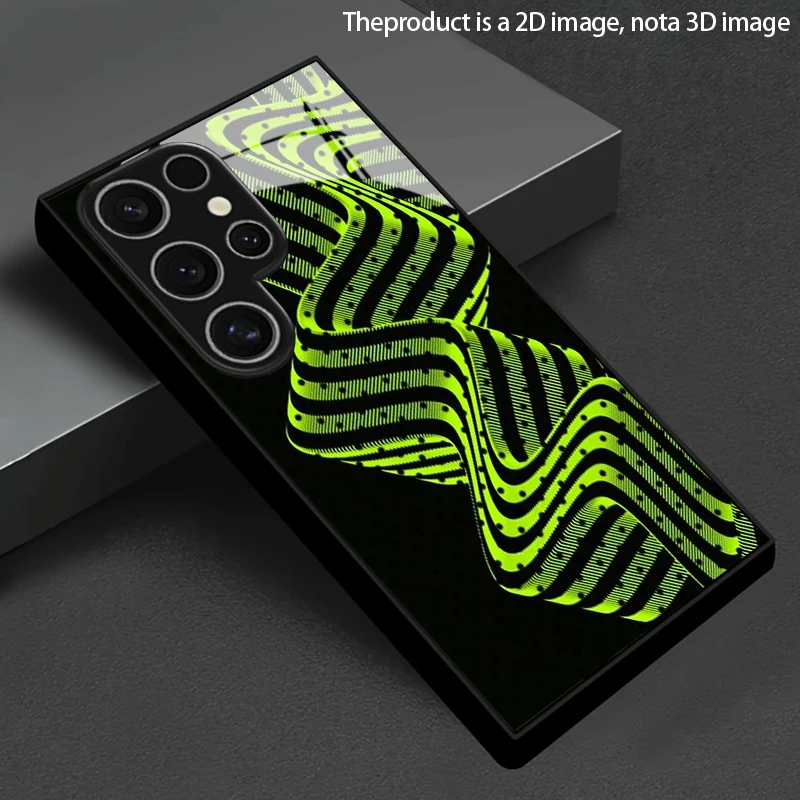 Fluorescent Twisted Pattern 2D Phone Case for Samsung S26 S25 S24 S23 S22 S21 S20 A56 A36 A16 - Glass Protective Cover