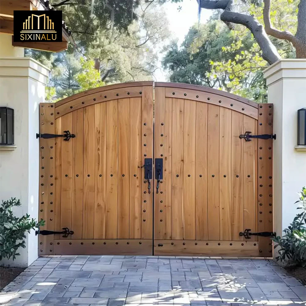 

Sixinalu Casement Entrance Gates Door Wood Gaint Main Fence Aluminum Exterior Patio Back Side Doors Big House Home Decor Custom