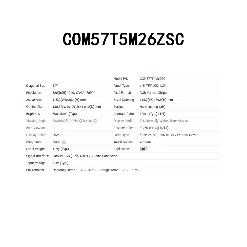Versiegelte Modul-Reparaturteile COM57T5M26ZSC 5,7-Zoll 320*240 LCD-Display