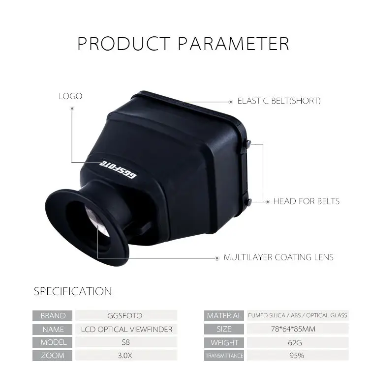 GGS S8 3X Optical Viewfinder Camera Magnetic Attraction Viewfinder Fit 3-3.2\