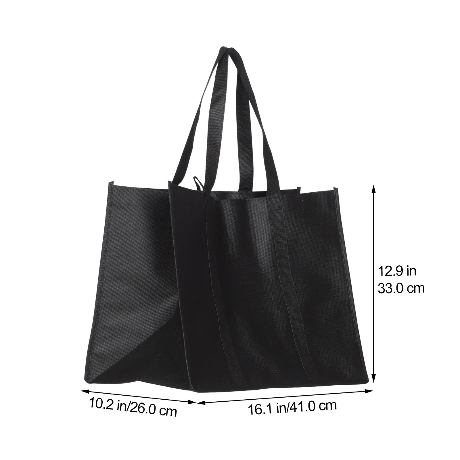 5pcs Black Grocery Shopping Bags Reusable 41x26x33cm Large Picnic Bag Capacity Picnic Camping Portable Storage