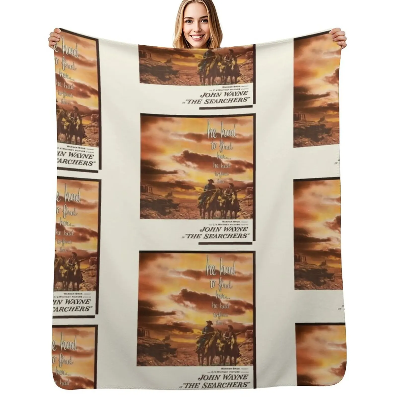 

The Searchers Movie Poster Throw Blanket Multi Purpose Soft Warm Blanket for Home Travel