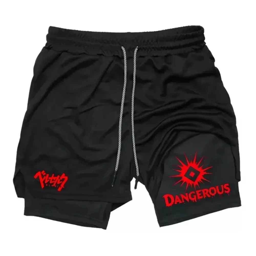 

Men's compression gym shorts,printed sports pants, double layered, quick drying, basketball, beach, muscle, fitness RL0646