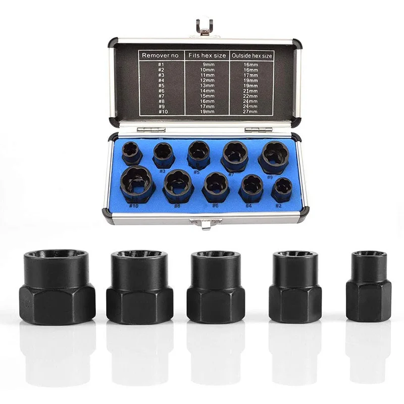 

Impact Bolt Nut Remover Set 10 Pieces, Nut Bolt Extractor Socket Tool Set Automotive Tools