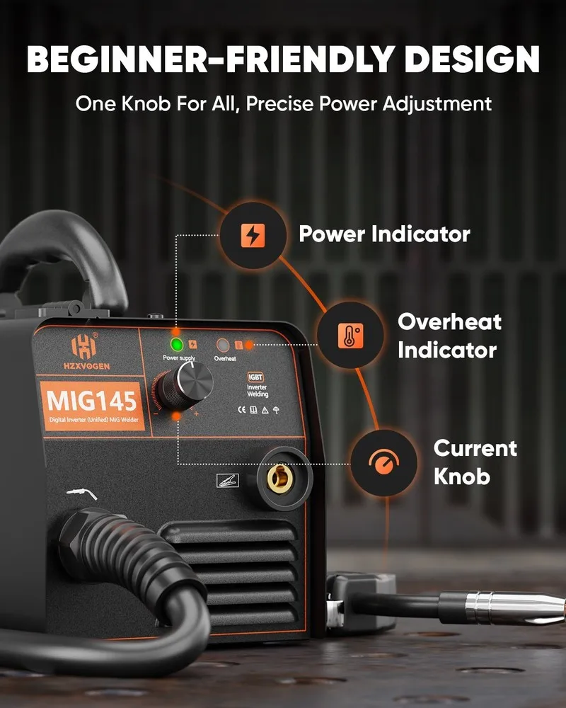 Mini soldador MIG 145Amp Máquina de solda MIG com núcleo de fluxo sem gás Ferro de solda 110V / 220V