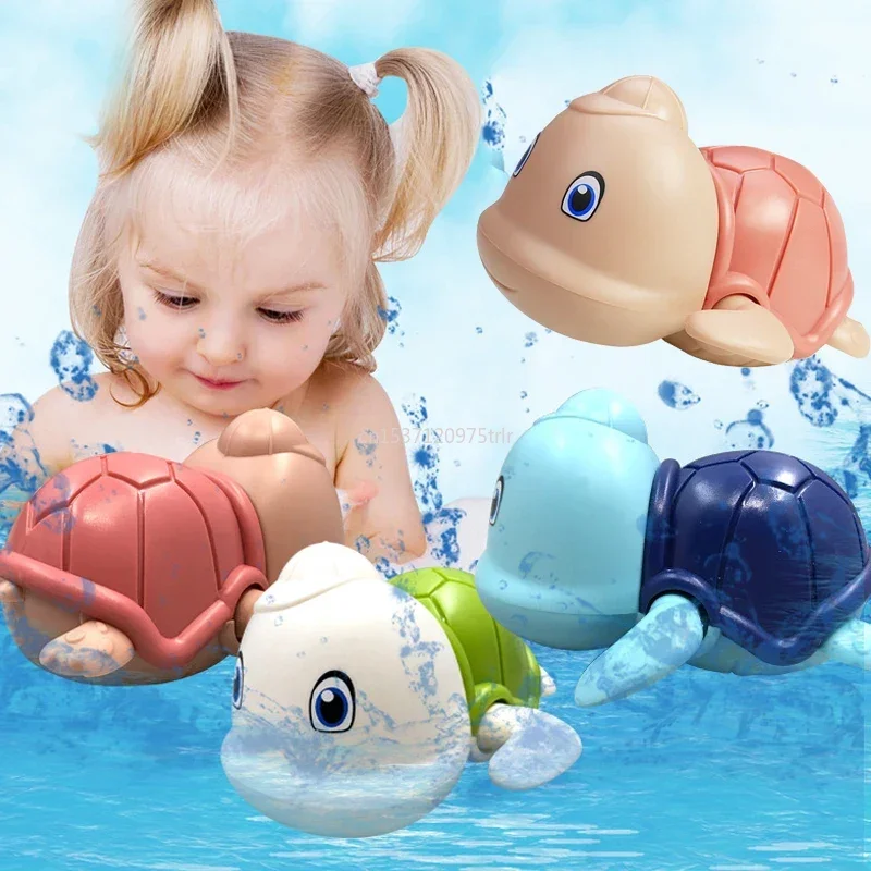 Baby Duck Bath Toys Water Chain Clockwork Cute Cartoon Animal Turtles Baby Bathing and Bathing with Water Baby Toys for Kid Gift