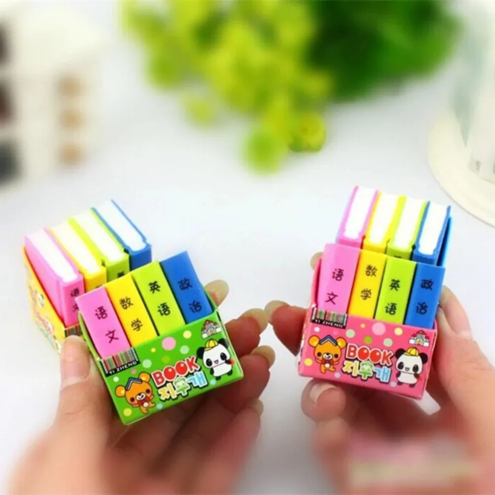 4pcs/set Korean Creative Stationery Cartoon Color Textbook Eraser Cute Primary School Students Festival Prize Gift Kawaii Eraser