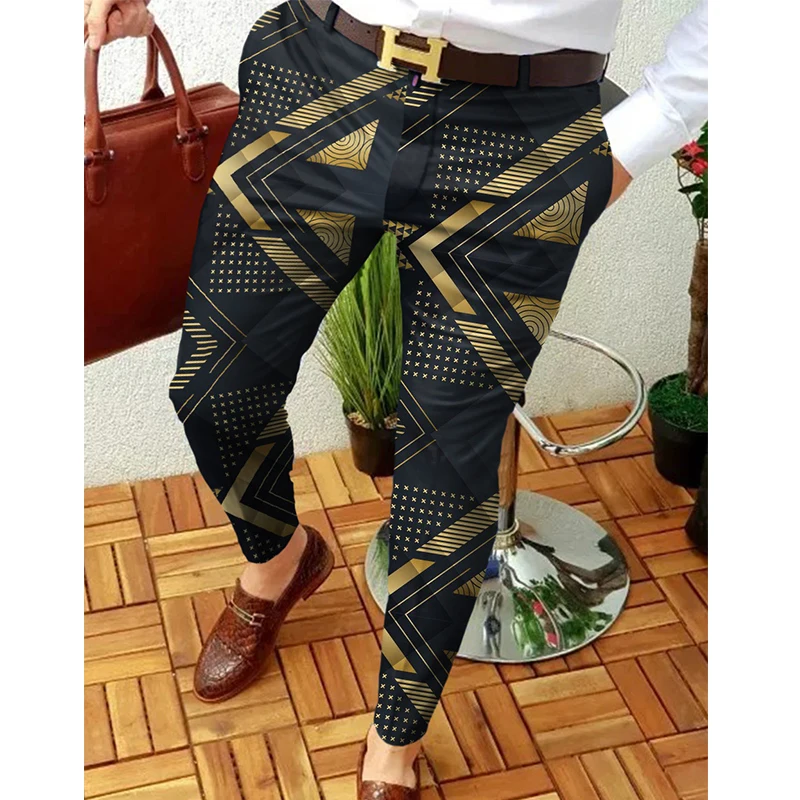 Casual Plaid pants men Pencil Pant Spring Autumn Print Trousers Mid Waist Jogger Men's Suit Pants 28 Colors Fashion Streetwear