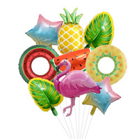 9pcs Flamingo tropical aluminum foil balloon set for Hawaiian parties, birthday parties, summer swimming pool beach party dec