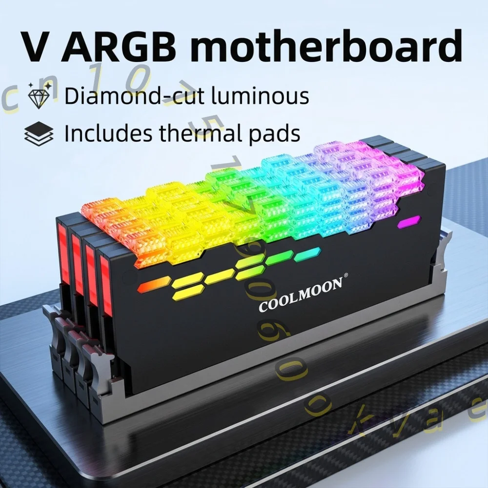 COOLMOON RA-2 ARGB RAM Heatsink 5V 3Pin Motherboard Sync Crystal Diamond Desktop Memory Cooler Cover