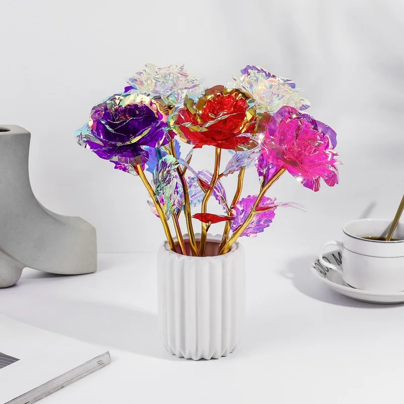 10 SZTUK Walentynkowy kreatywny prezent 24K folia platerowana różowym złotem róża trwa na zawsze miłość dekoracje ślubne miłośnik róży kreatywny prezent