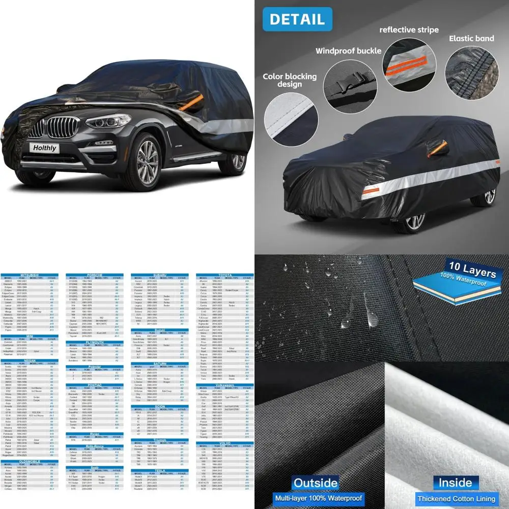 

Waterproof Outdoor Car Cover for Large SUVs - 100% Weatherproof Protection Against Rain, Snow, UV Rays, Dust