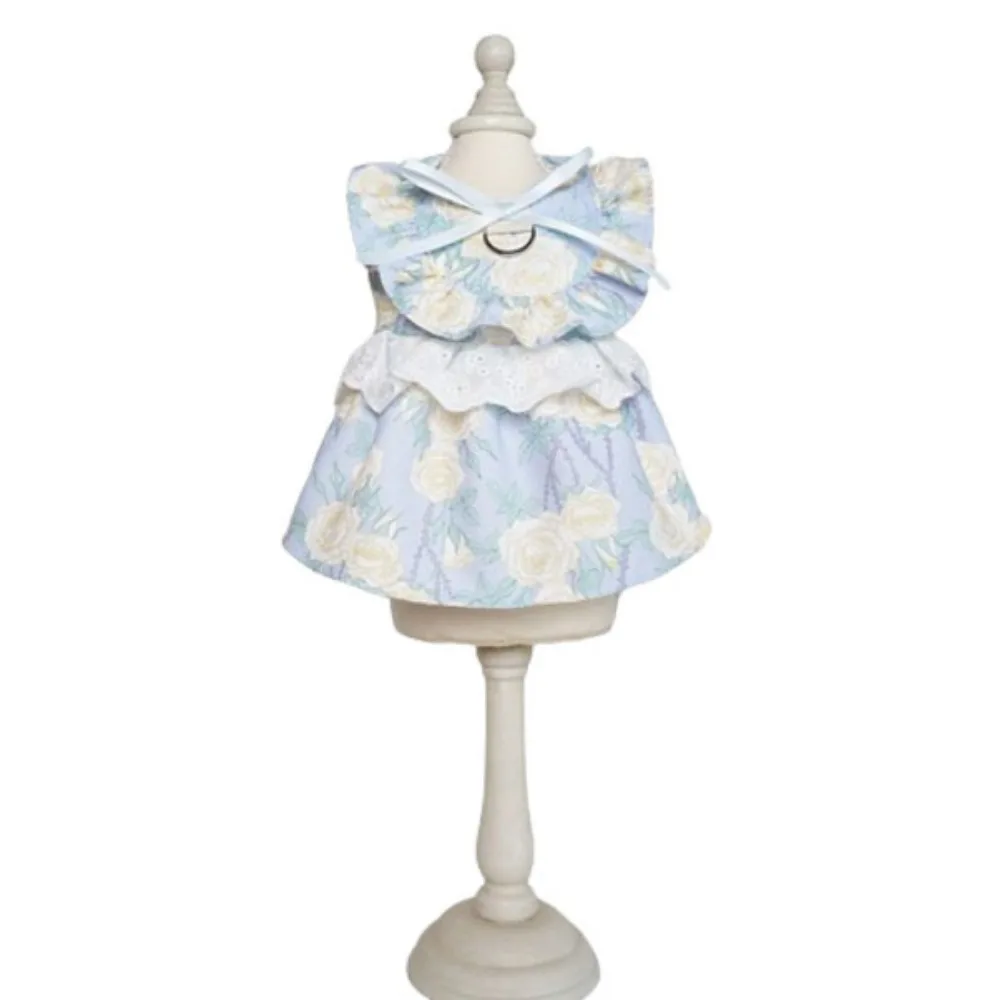

Fashion Pretty Cat Princess Dresses Soft Adjustable Su Dog Clothes Floral Pattern 5 Size Cute Puppy Clothes Dress Up Accessories