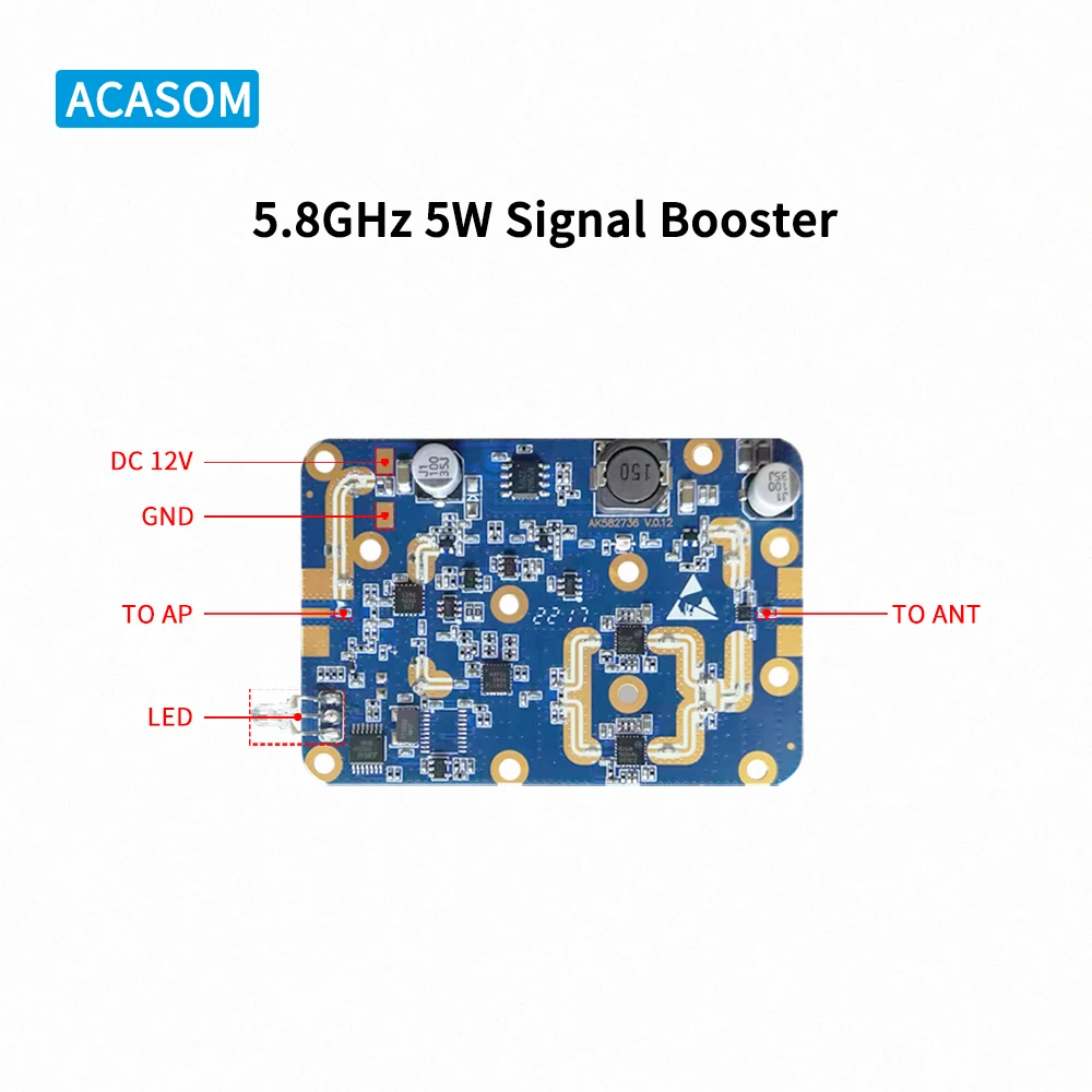 Amplificador de banda ancha inalámbrico Wifi, 5,8 GHz, 5W, enrutador, rango de potencia, módulo de refuerzo de señal