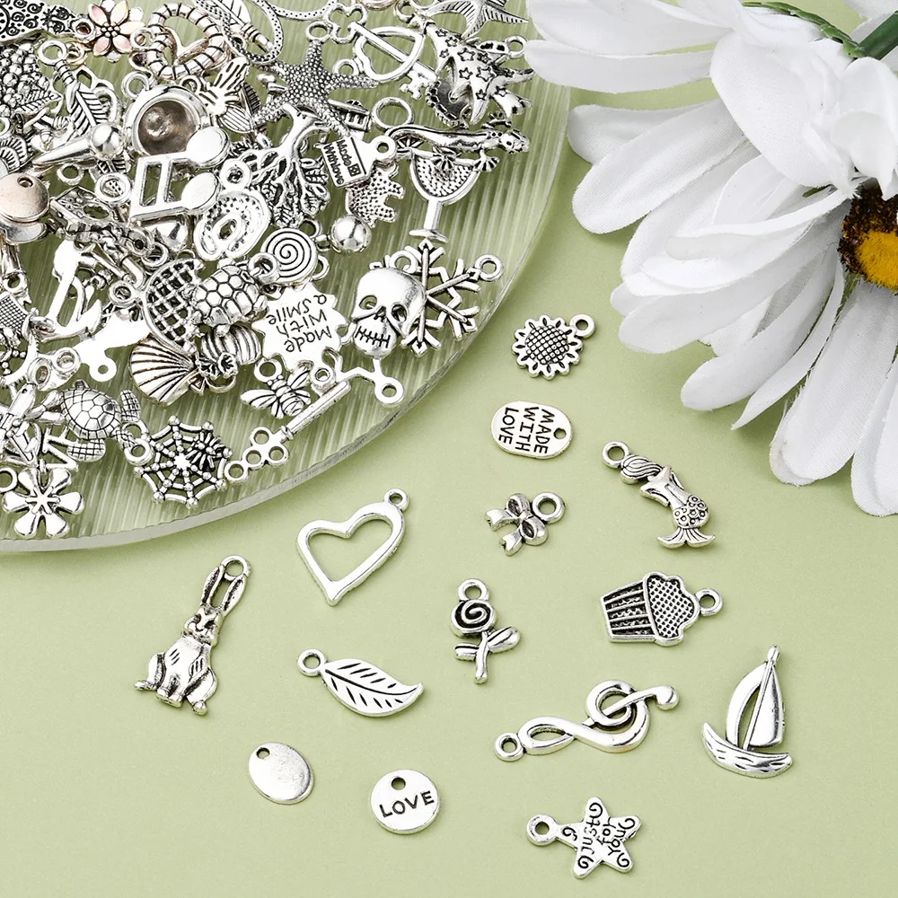 100 random style alloy small pendant DIY small accessories accessories Bracelet necklace pendant key ring accessories pendant