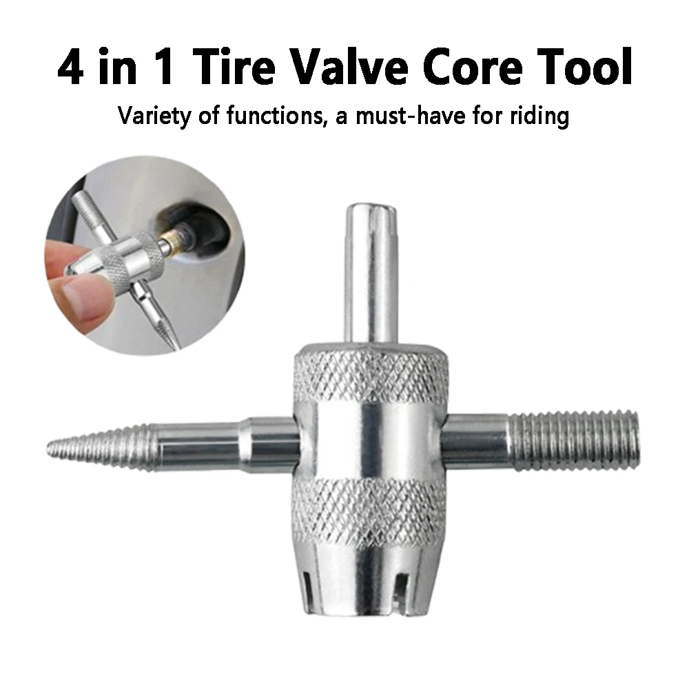 

1 шт., серебряный съемник сердечника клапана для автомобильных шин, инструменты для ремонта 4-в-1, отвертка для автомобильных грузовых шин, инструмент для удаления сердечника штока клапана, установочный инструмент