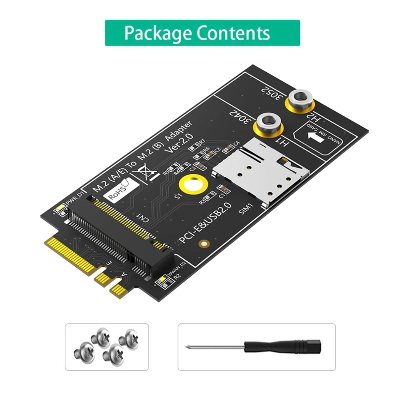 Key to Key A+E Adapters with Card Slot for 3G4G5G Module Support 3042/3052 Type Key Wifi Card