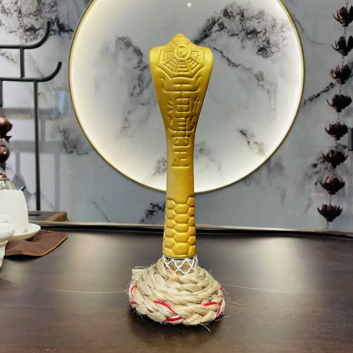 

Taoist cultural items, solid wood snake head whip, Taoist artifact