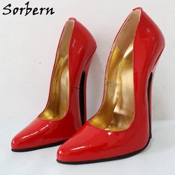 Sorbern scarpe rosse in vera pelle da donna con tacco a spillo a punta tacchi alti da donna 16Cm altezza tacco personalizzata