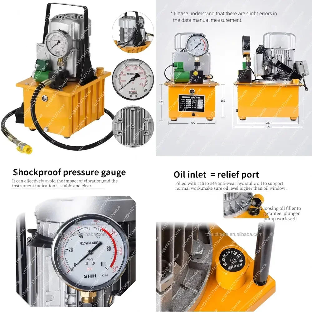 Single Acting 220V/750W Electric Hydraulic Pump High Pressure 1000psi Open Impeller  for Other Hydraulic Tools