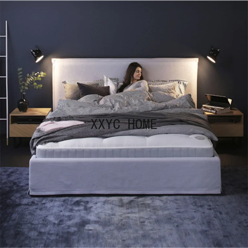 

Съемная и моющаяся льняная кровать, Современная Минималистичная Основная спальня, двойная кровать