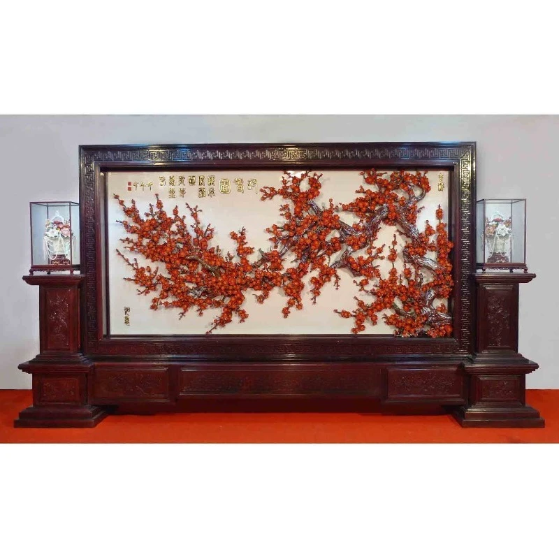 High-temperature porcelain plate three-dimensional plum screen 