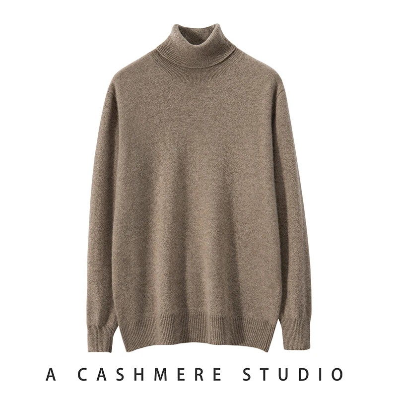 Pull à Col Roulé en Cachemire de Chèvre pour Homme, Vêtement Doux et Chaud, à Manches sulf, Solide, WL01, 100%