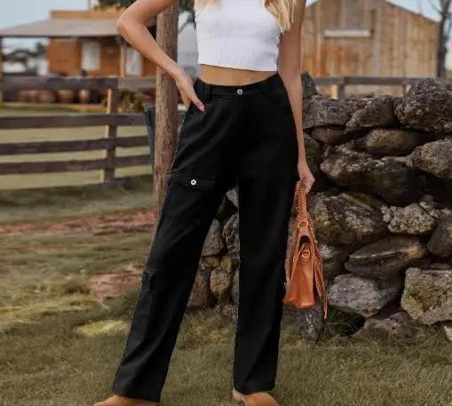 2025 Elegante Unterseite, neu gewaschenes, halbelastisches Design, personalisierte Denim-Arbeitskleidung, Freizeithose, Damenbekleidung