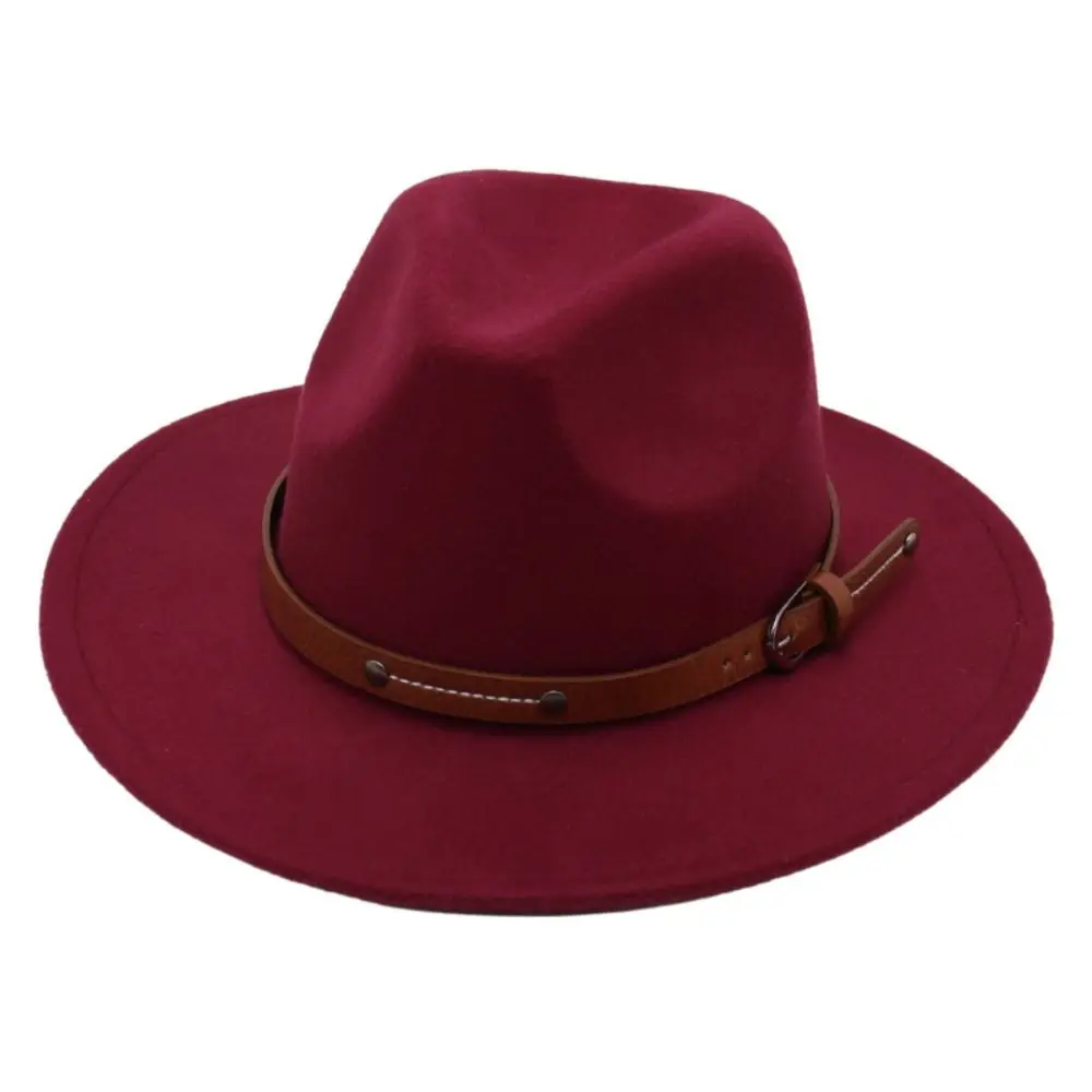 Mode Mit Gürtel Schnalle Filz Fedora Hüte Vintage Breite Krempe Panama Kappe Elegante Weiche Jazz Hut Männer Frauen – Detail 21