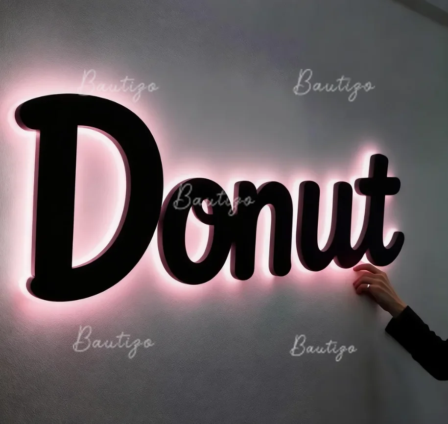 Custom Led Sign Logo Wall Illuminated 3d Luminous Labels Letters With Lights Neon Letter Advertising Signboard Light Business