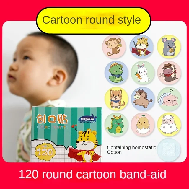 Śliczne 120 sztuk/zestaw Cartoon okrągły plaster dla dzieci dzieci skóra szczepionka wtrysk otwór łatka plaster na rany Kawaii bandaż samoprzylepny