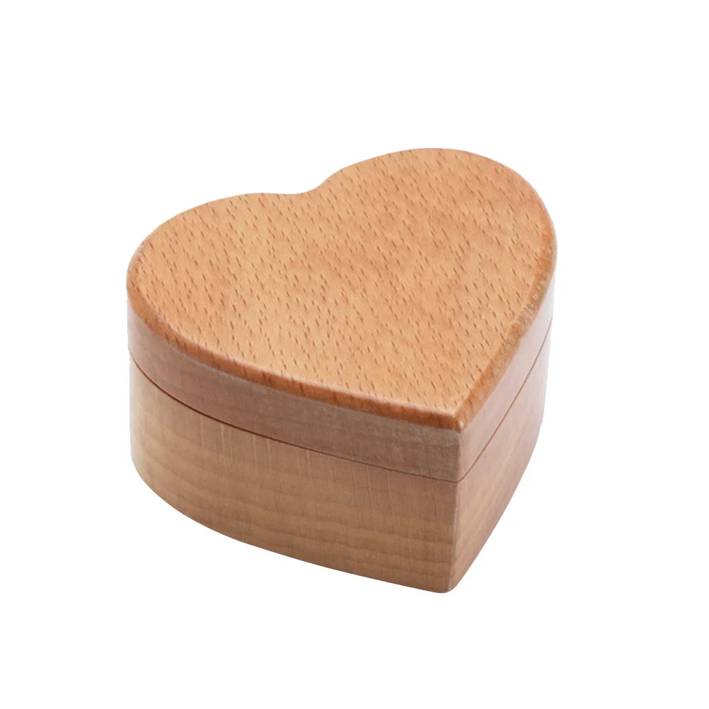 Heart Shape Beech Jewelry Box Vintage Organizer with Smooth Surface Perfect for Wedding Valentine's Day Gift Jewelry Organizer