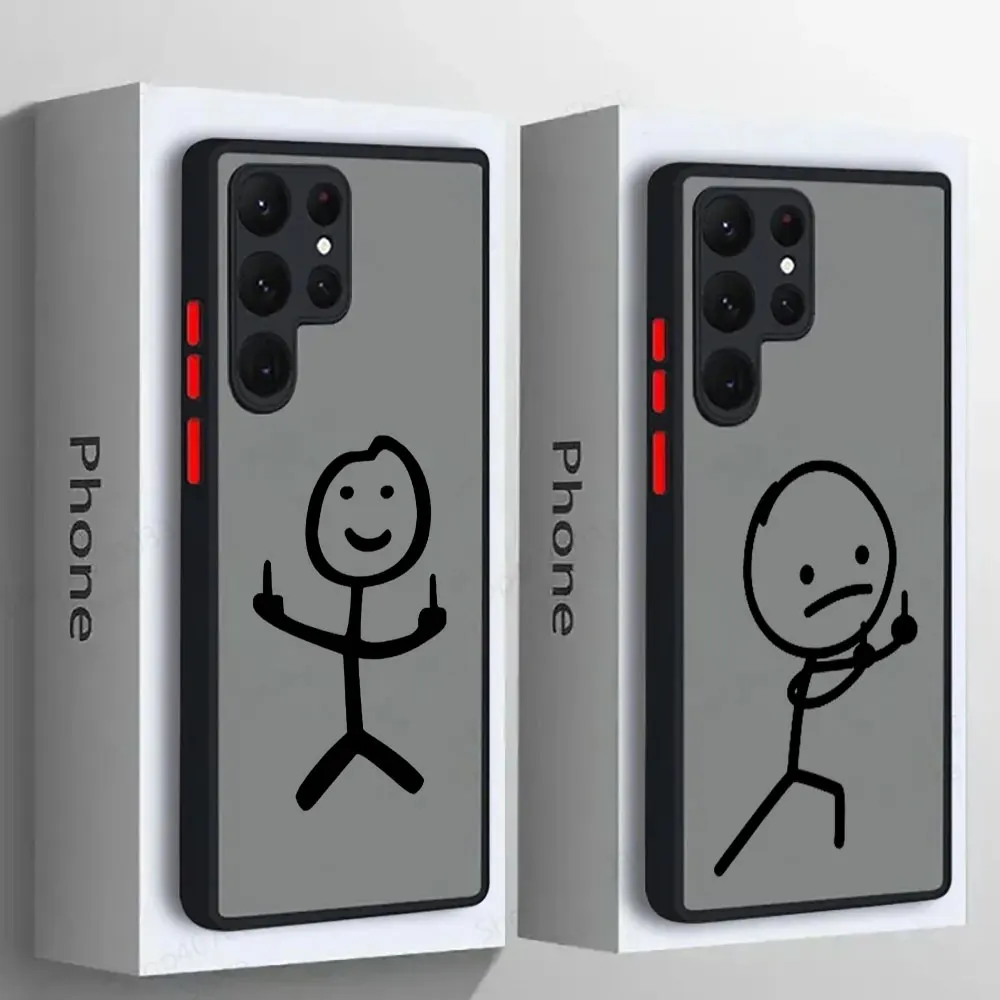 Funny Man Middle Finger Matchman S25 Ultra Case For Samsung Galaxy S25 S24 S23 S21 S20 FE S22 Plus Note 10 20 Ultra Phone Cover