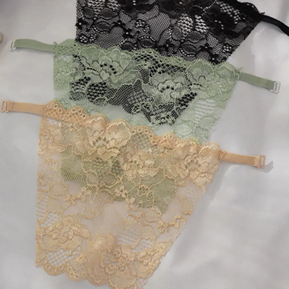 Per ragazze, facile clip su corsetto sovrapposto in pizzo, copertura trasparente per il petto, reggiseno senza spalline, inserto coreano, top a tubo da donna