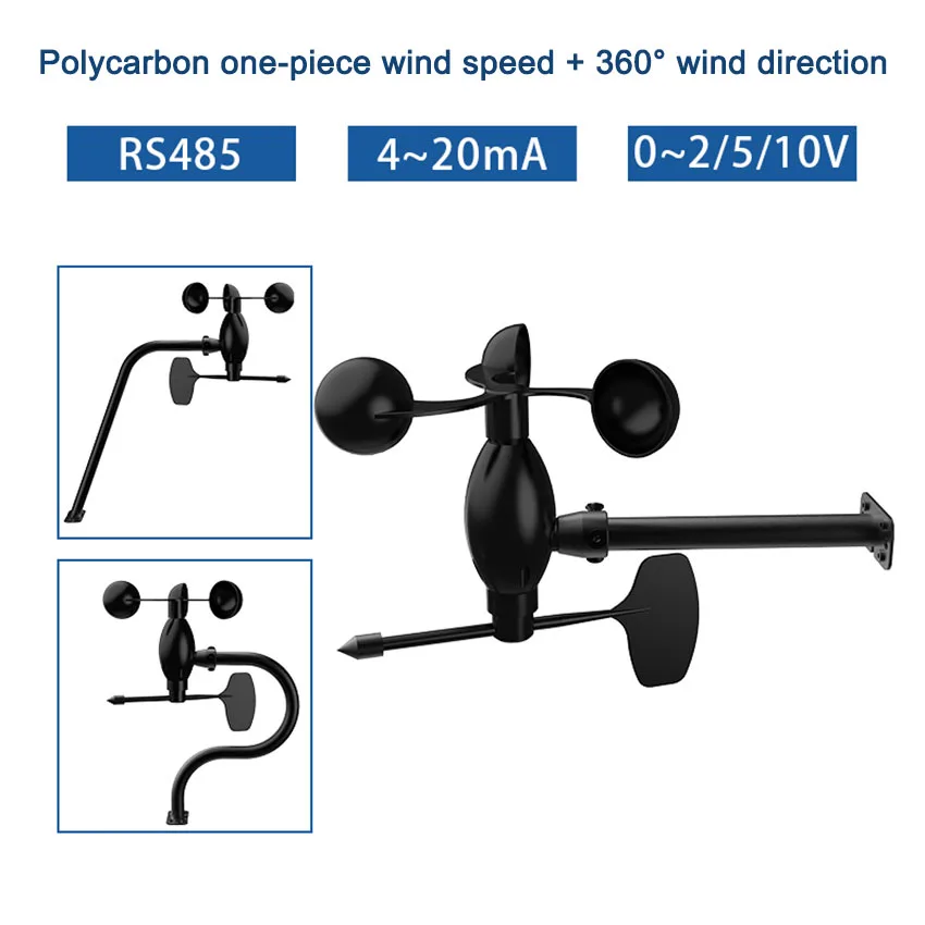 

Polycarbon Wind Speed and Direction Sensor 0-30m/s Agricultural Environment Measurement Transmitter 360 ° Weather Station