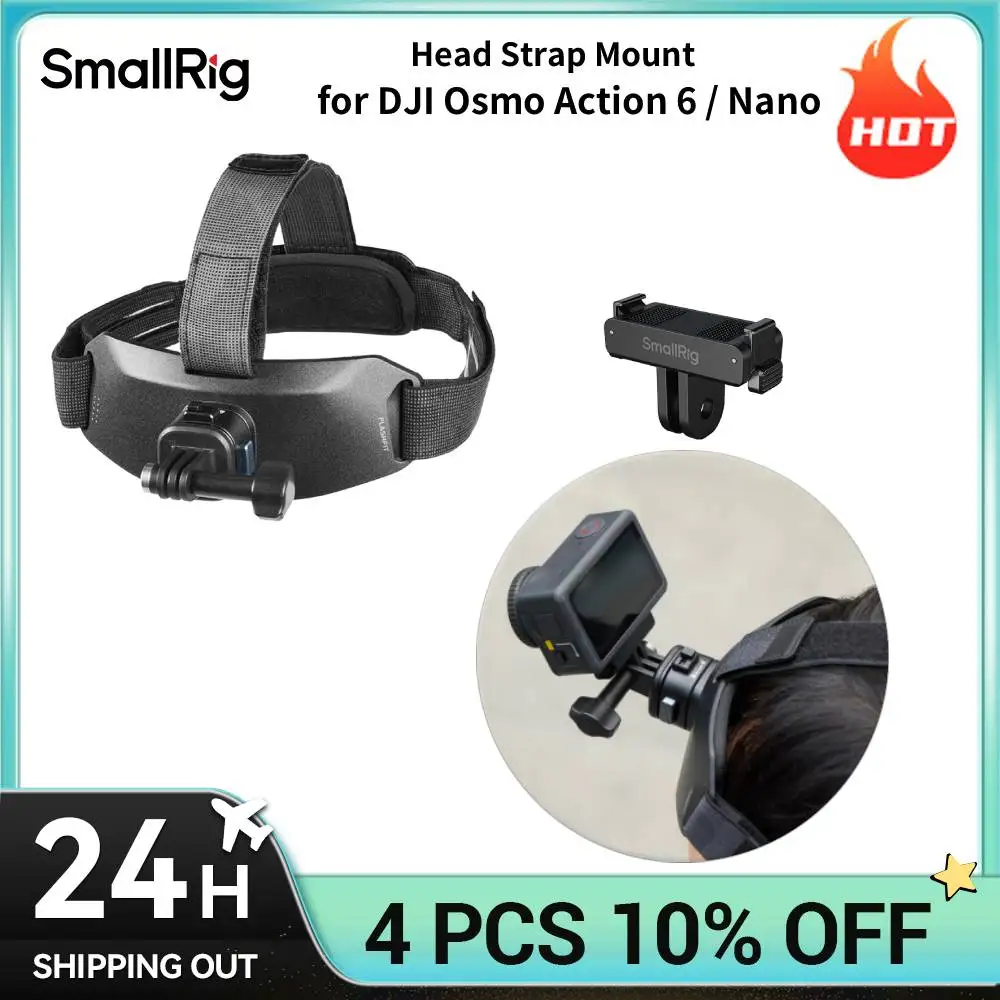 Image of SmallRig Kopfbandhalterung für DJI Osmo Action 6 / Nano für Angeln, Bootfahren, Radfahren, POV-Videoaufnahmen, Ein-Schritt-Halterung 6304