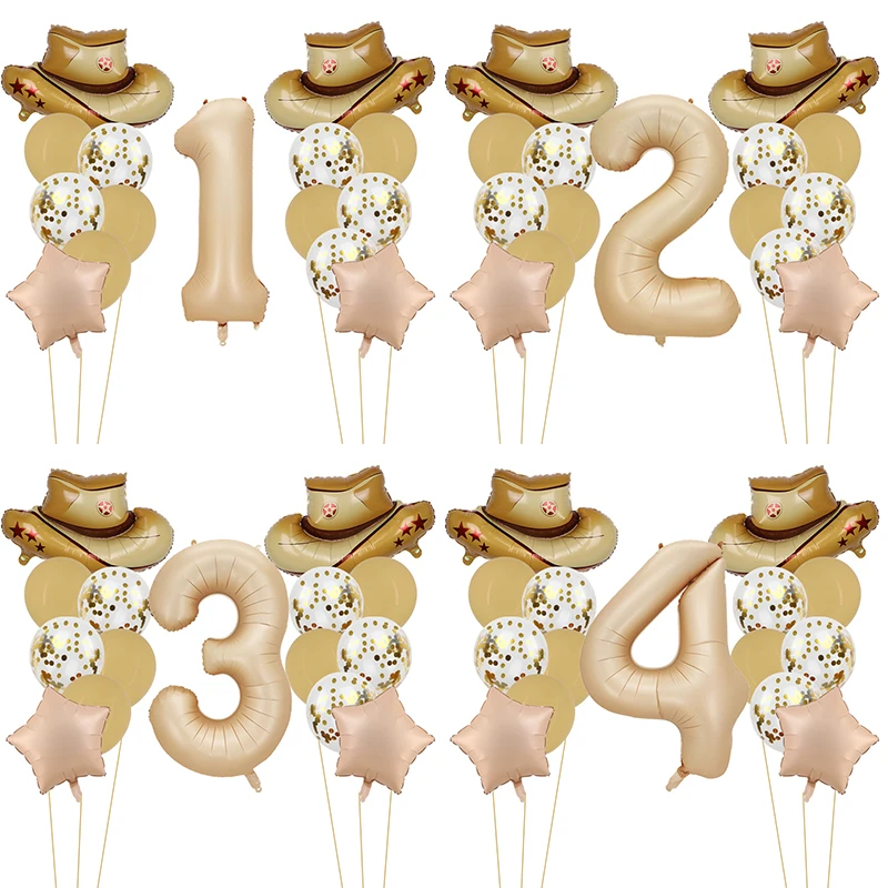 1set Western Cowboy Theme Party Balloons Cowboy Hat Foil Balloon Western Birthday Party Decoration Boy Birthday Decor Air Globos