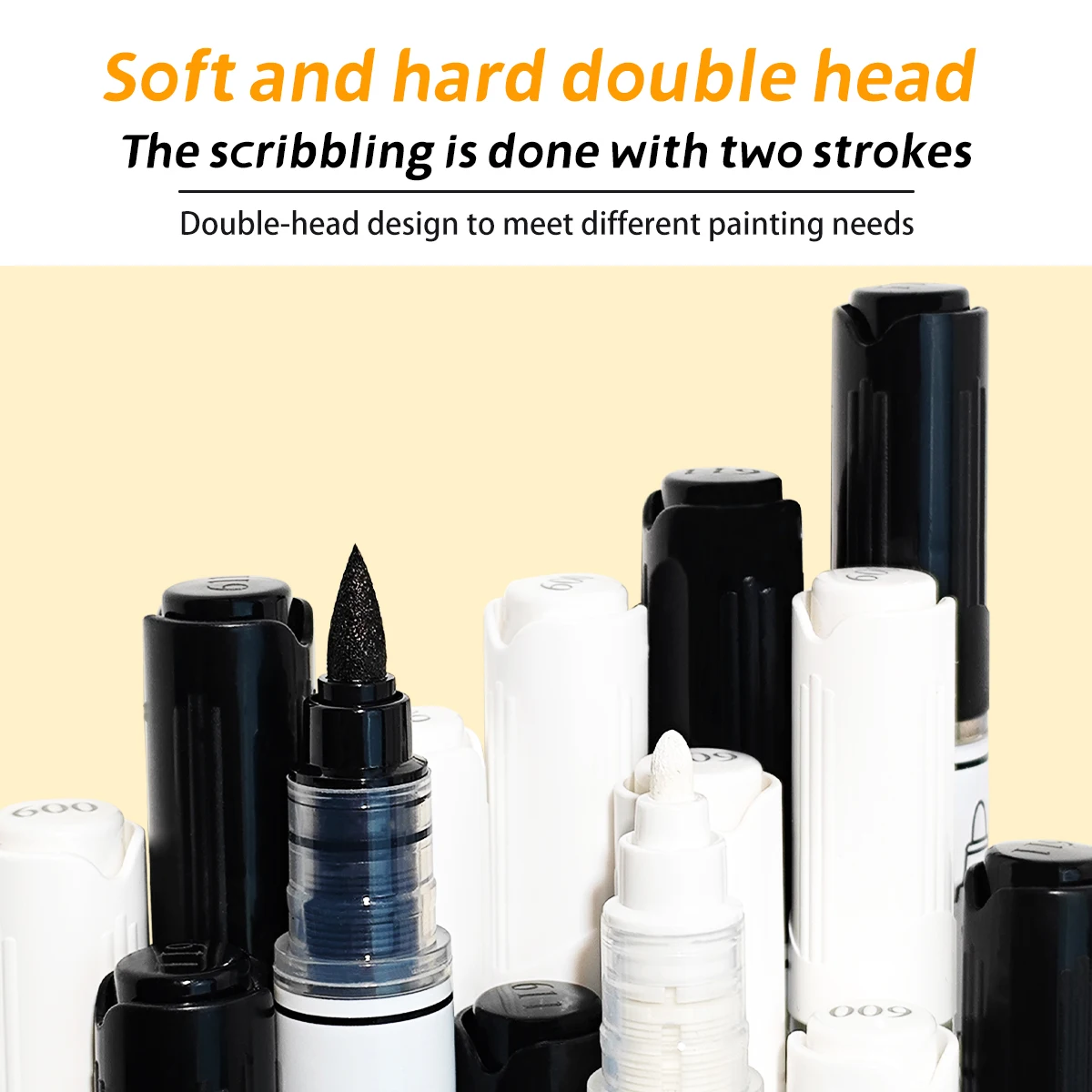 Black/White Dual Tip Acrylic Markers Pens , Premium Acrylic Paint Pens for Canvas, Stone, Glass, DIY Crafts