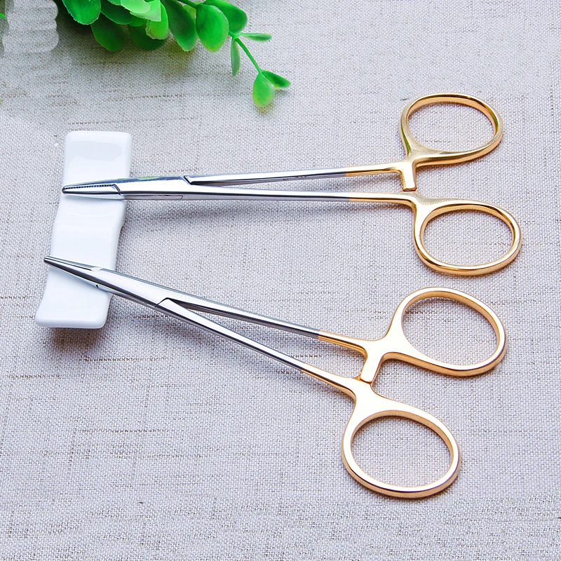 Tiangong Gold handle needle holder Needle clamp Korean double eyelid tool Aesthetic ophthalmology needle holder instrument