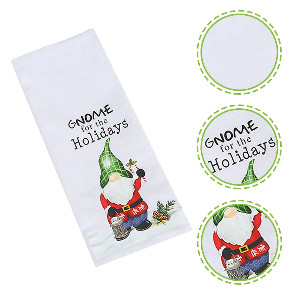 Paños de Cocina Navideños de Secado Rápido, Paños Absorbentes de Agua, Decoración Navideña, Paño de Cocina con Dibujos Animados de Gorro Verde