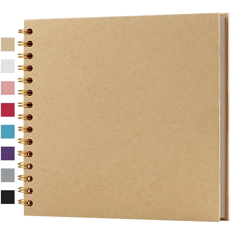 New 8x8 Inch DIY Scrapbook Album, 20 Sheets/40 Pages, Hardcover Kraft Paper Scrapbook, Photo Albums, Memory Book for Weddings