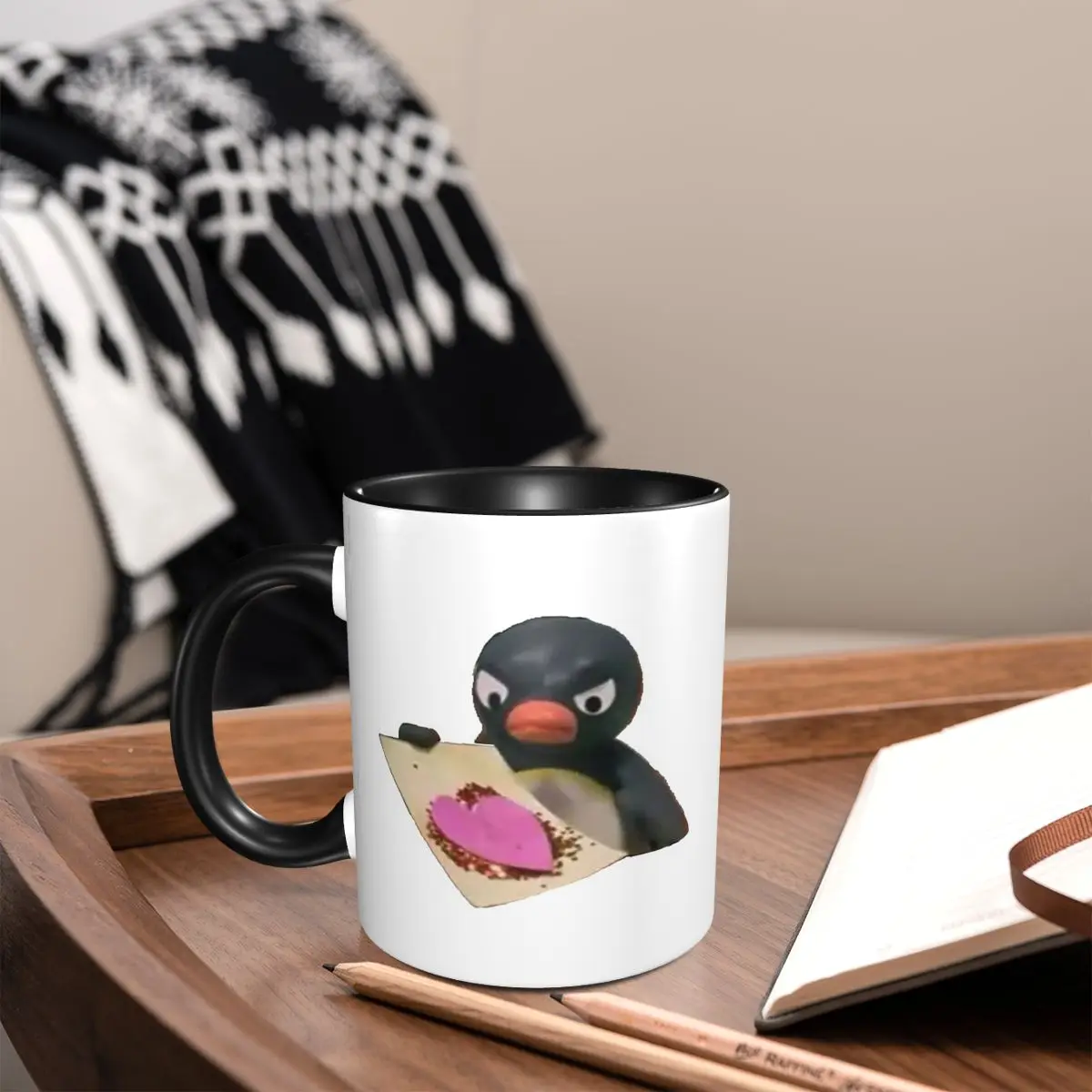 Pingu Heart Mood Mug Funny Ceramic Coffee Cups Tea Mugs Milk Cup Drinkware Gift for Friends