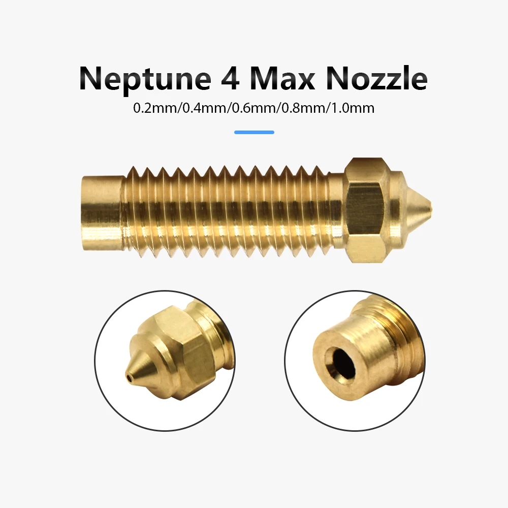 ความคิดสร้างสรรค์ทองเหลือง 3D เครื่องพิมพ์หัวฉีดสําหรับ Neptune 4 Plus หัวฉีดทองเหลืองความเร็วสูงหัวฉีด 0.2 0.4 0.8 1.0 มม.หัวฉีดสําหรับ Neptune4 Max