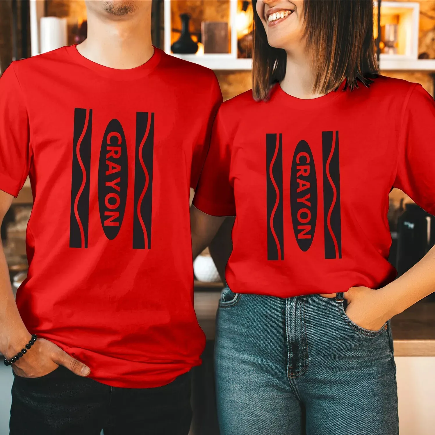 World Book Day 2024 Crayon Kids Men's Women's Shirt Christmas Romantic Couple Special T-Shirt