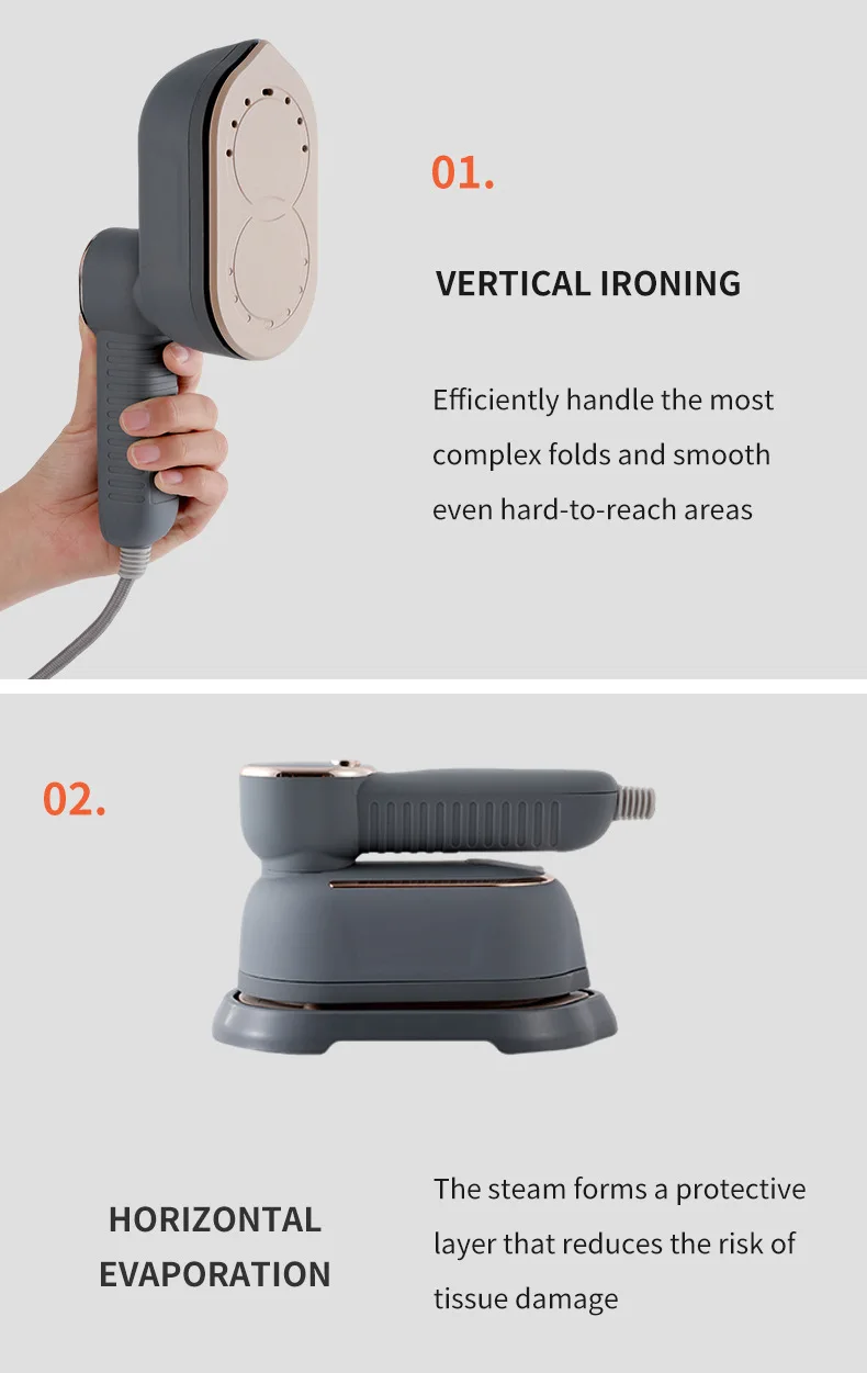 Handheld Steam Iron Foldable Garment Steamer 1200W Power Portable 3 Speed Steamer LCD Display Touch Screen Rotary Electric Iron