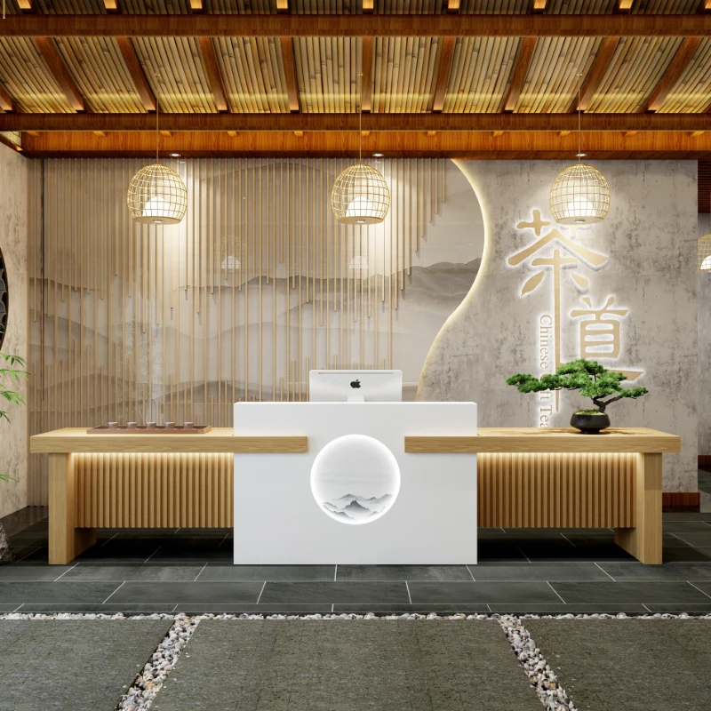 

Natural Wood Color Checkout Counters Chinese-style Multi-functional Company Checkout Counters Simple Modern Furniture JT40C