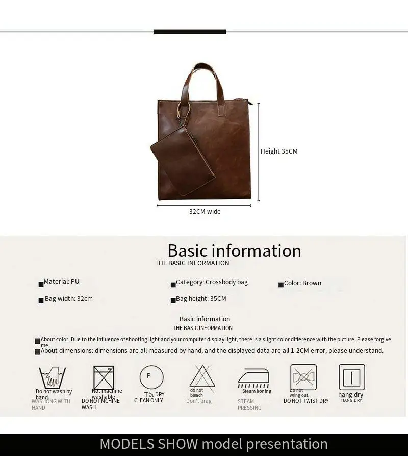 Men\'s Bag Crazy Horse Leather Handbag Men\'s British Retro Business Casual Fashion Postman Shoulder Diagonal Computer Bag Tide