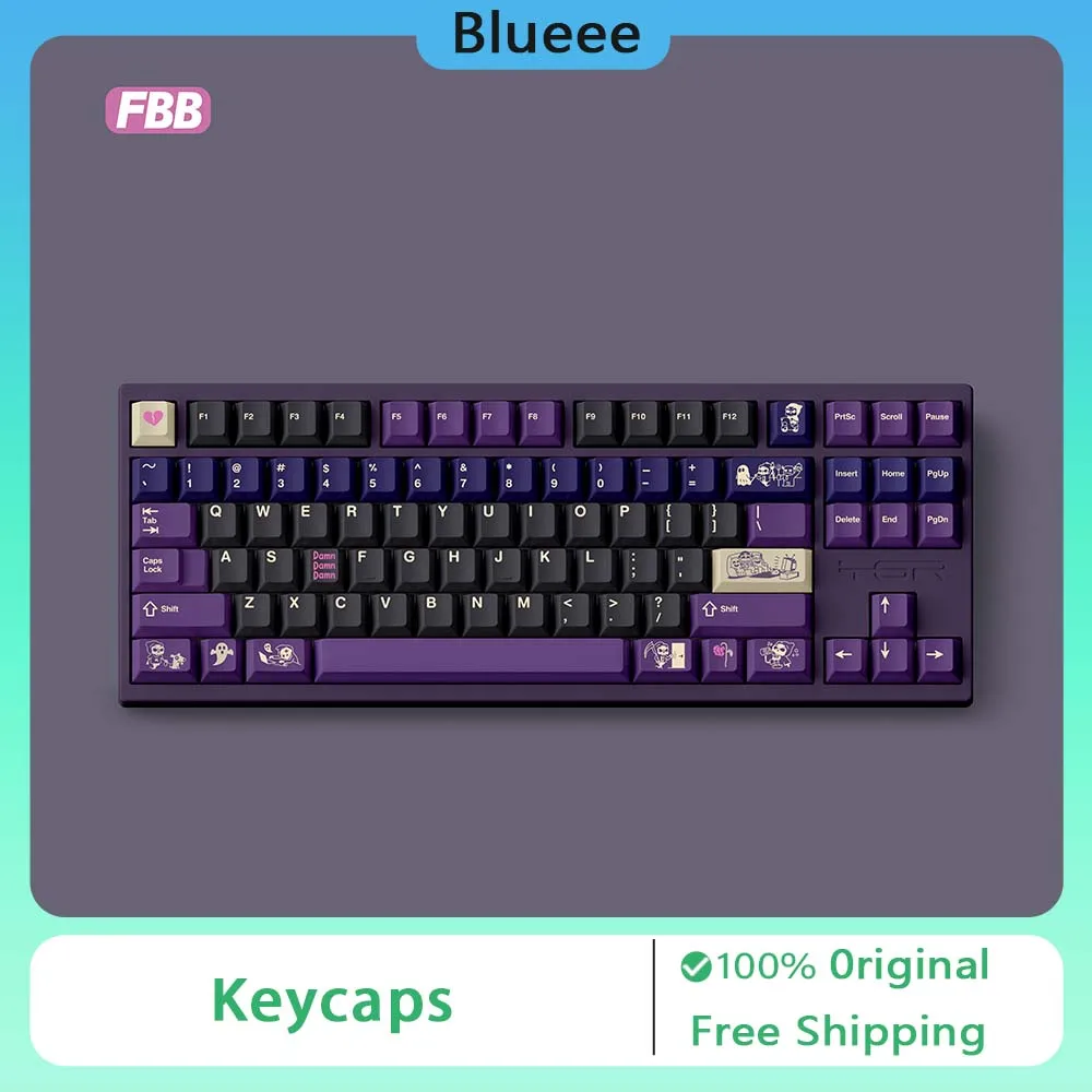 

FBB оригинальные колпачки для клавиш Reaper DAMN, термосублимация, PBT, индивидуальные механические колпачки для клавиш, фиолетовый коврик для мыши, аксессуары