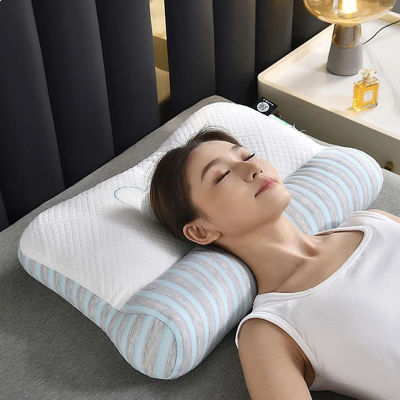 1pc Comfort Cervical Pillows for Neck Soft Pain Relief Microfiber Filling Bed Pillow Washable Contour Neck Support Pillow Core